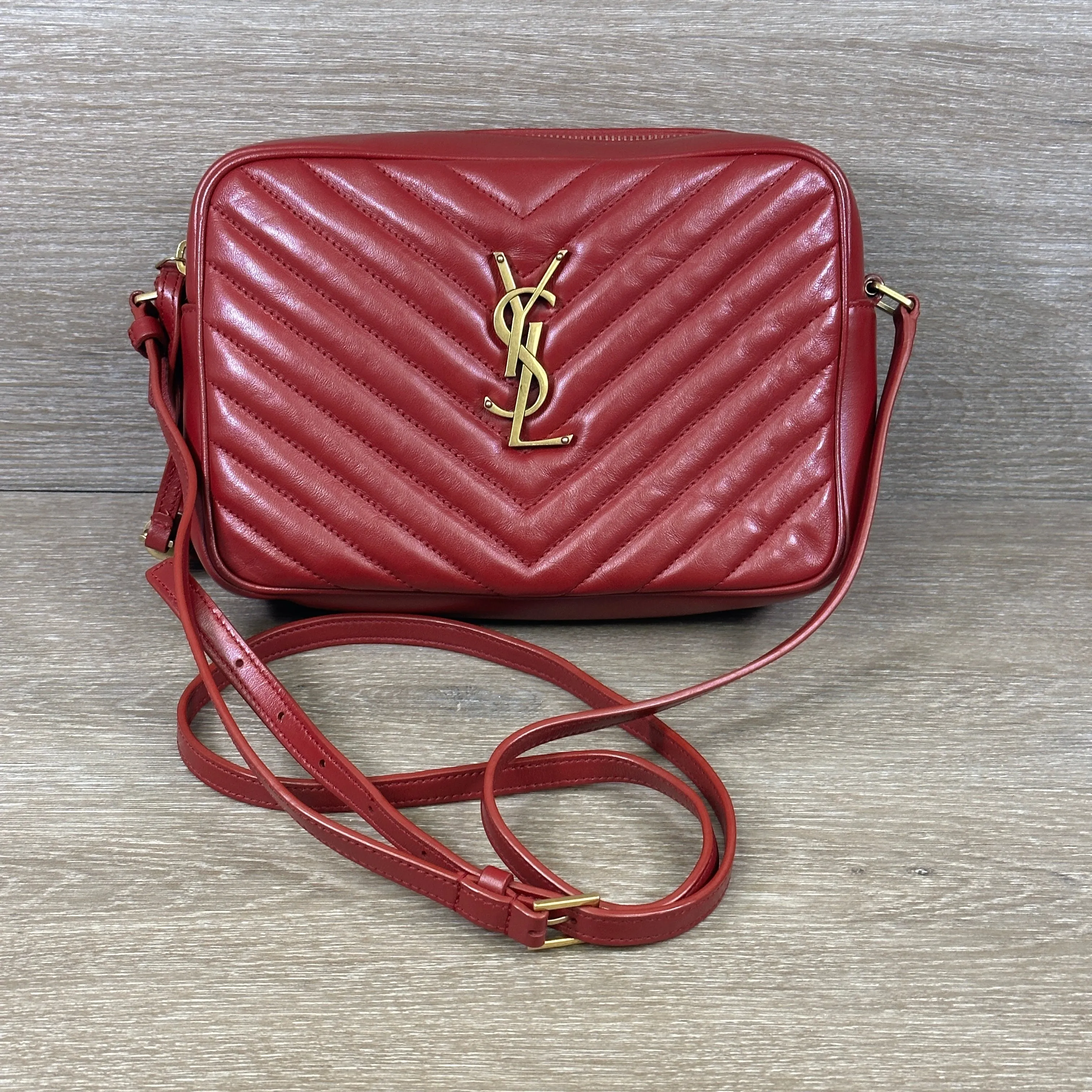 Saint Laurent Lou Medium YSL Camera Bag - Rouge Opium