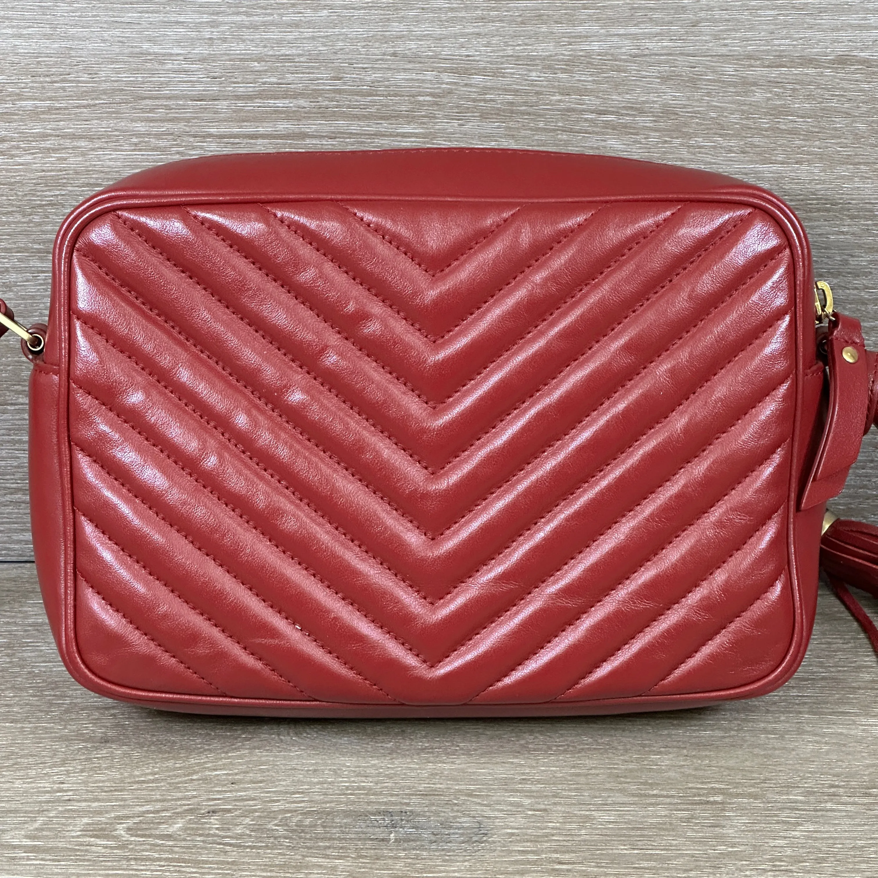 Saint Laurent Lou Medium YSL Camera Bag - Rouge Opium