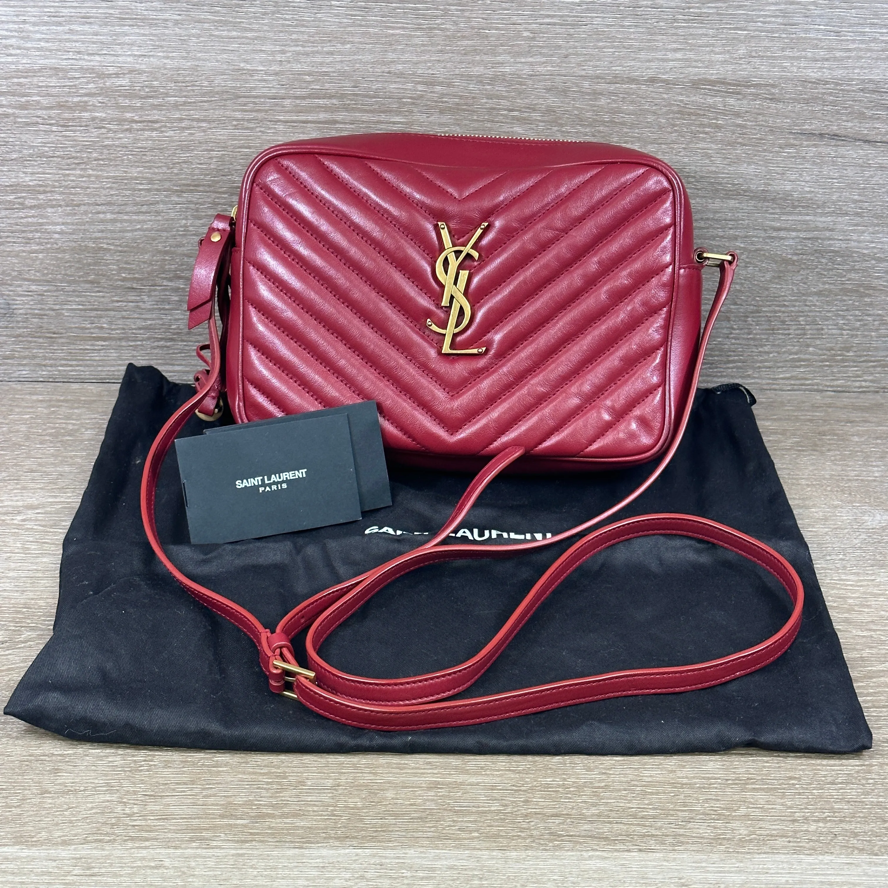 Saint Laurent Lou Medium YSL Camera Bag - Rouge Opium