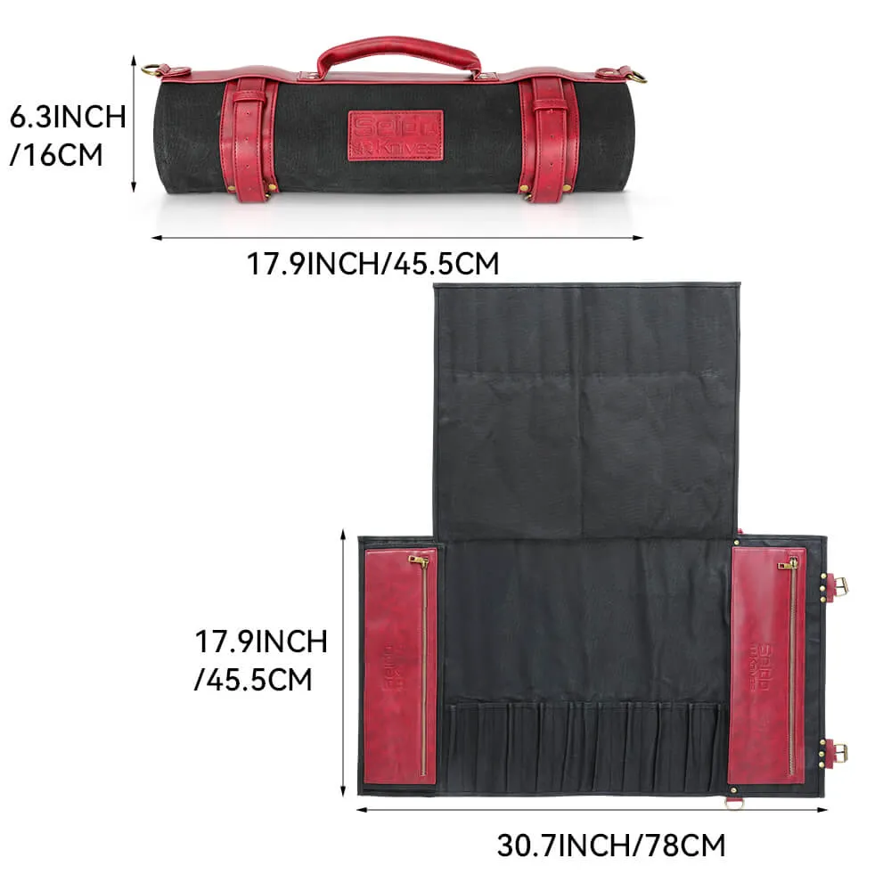 Seido Knife Roll Bag, Heavy Duty Canvas & Leather