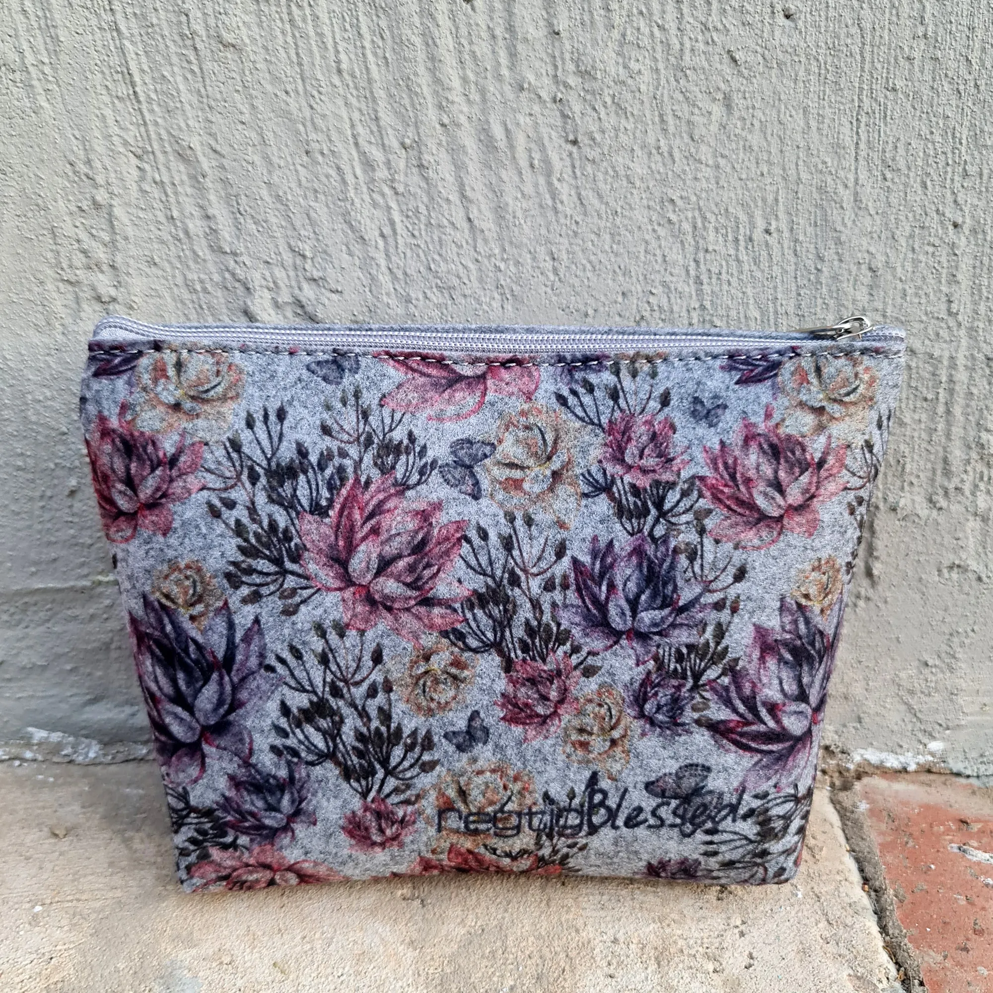 Soft Succulents - Recycled Felt Cosmetic Bag