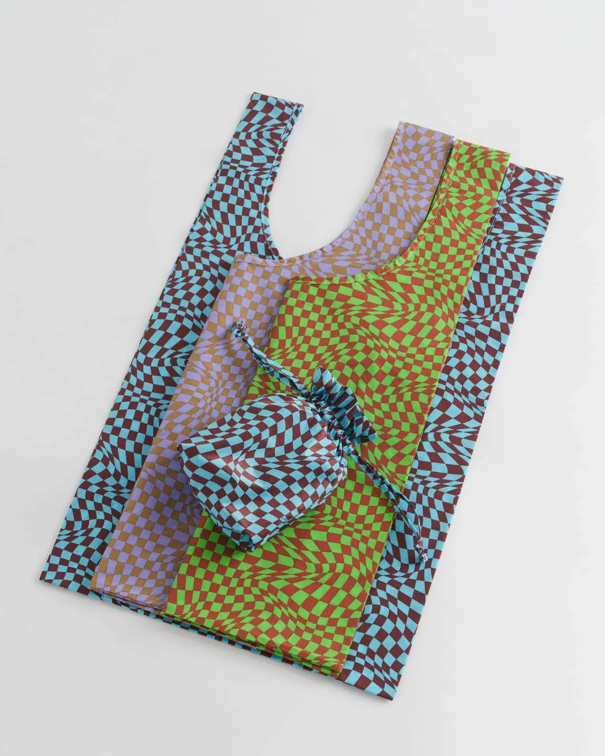 Standard Baggu Set of Three - Trippy Checkers