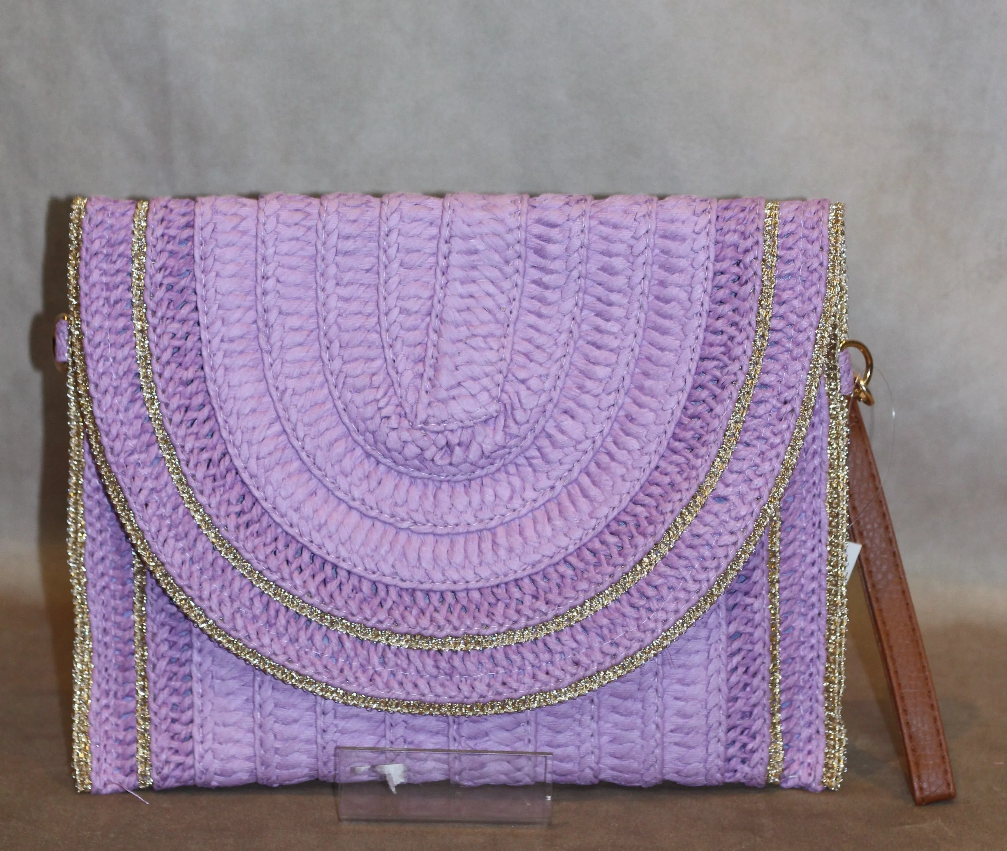 Striped Pattern Flap Straw Bag