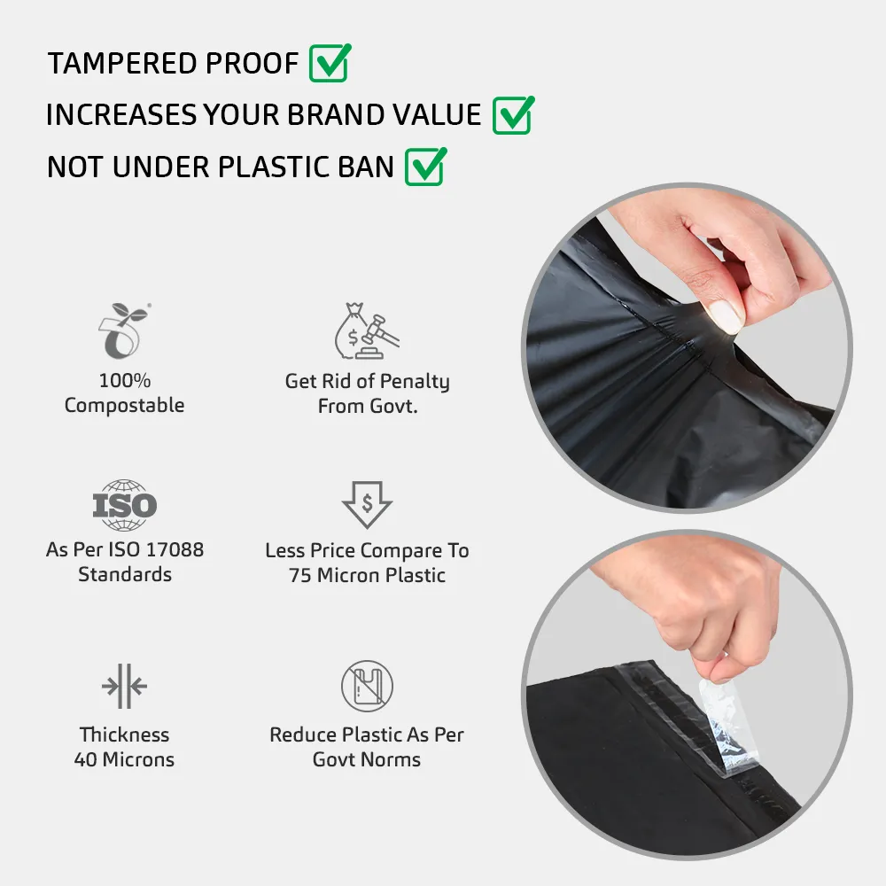 Tamper Proof Compostable Courier Bags With Sealking(8"x8" 2")- [Pack of 1000]