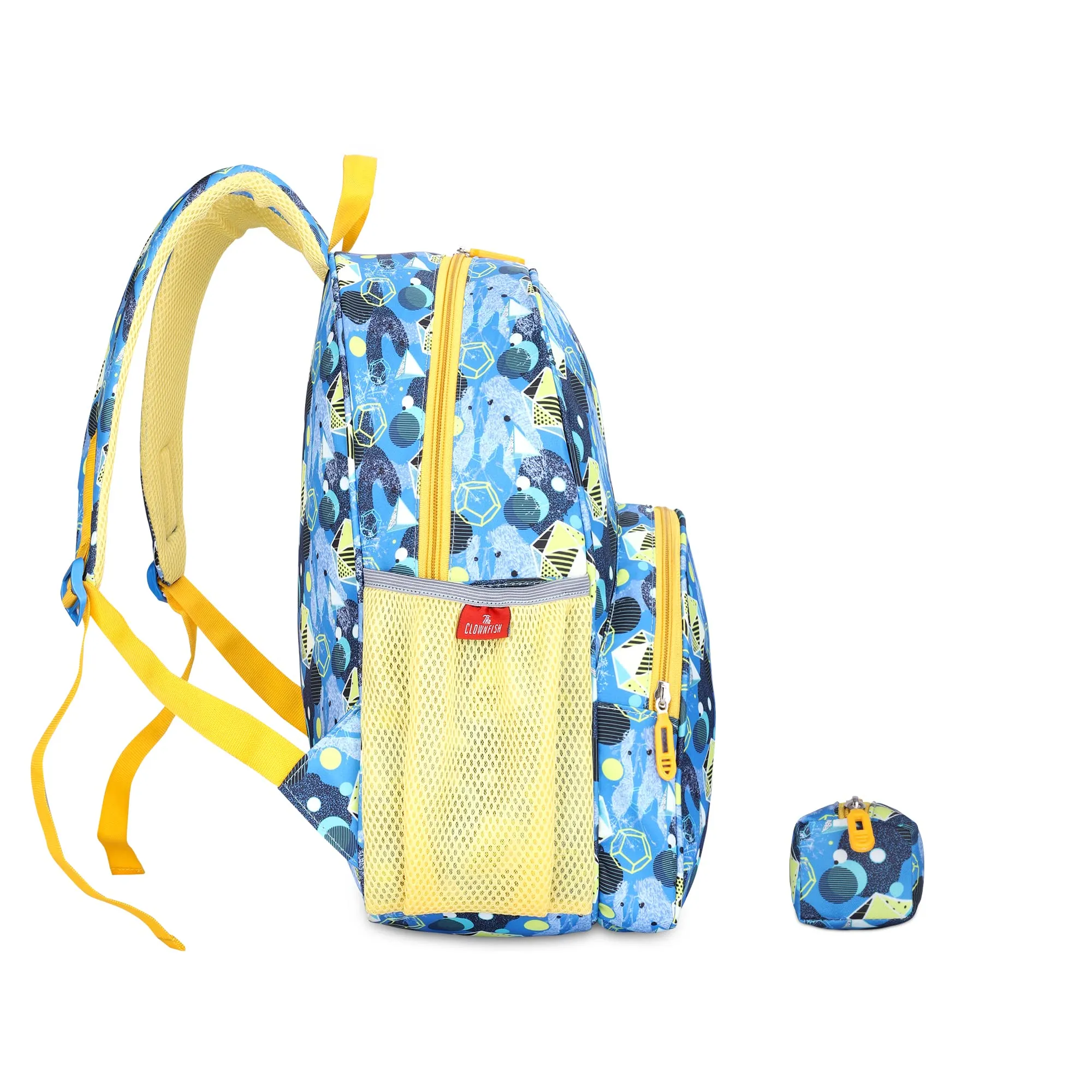 THE CLOWNFISH Cosmic Critters Series Printed Polyester 15 Litres Kids Standard Backpack School Bag With Free Pencil Staionery Pouch Daypack Picnic Bag For Tiny Tots Of Age 5-7 Yrs (Light Blue),Medium