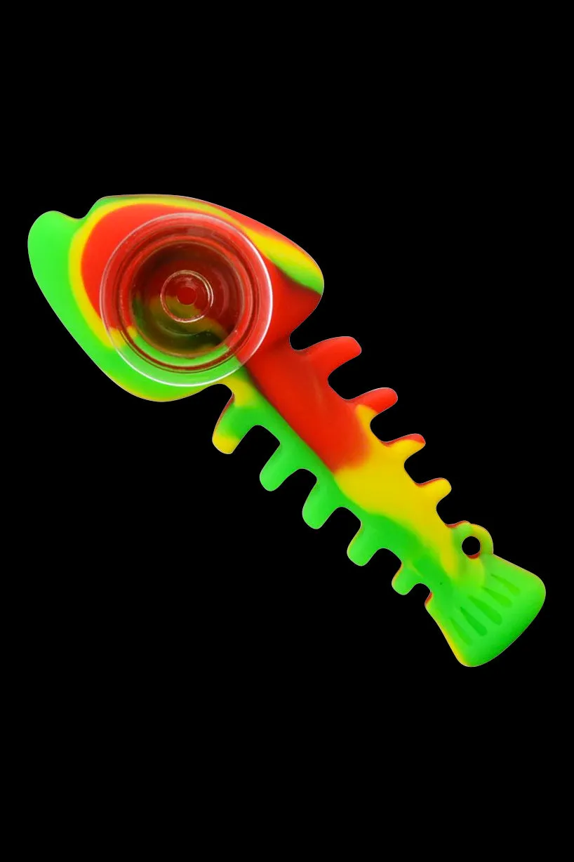 The "Fishbone" Silicone Hand Pipe with Glass Bowl