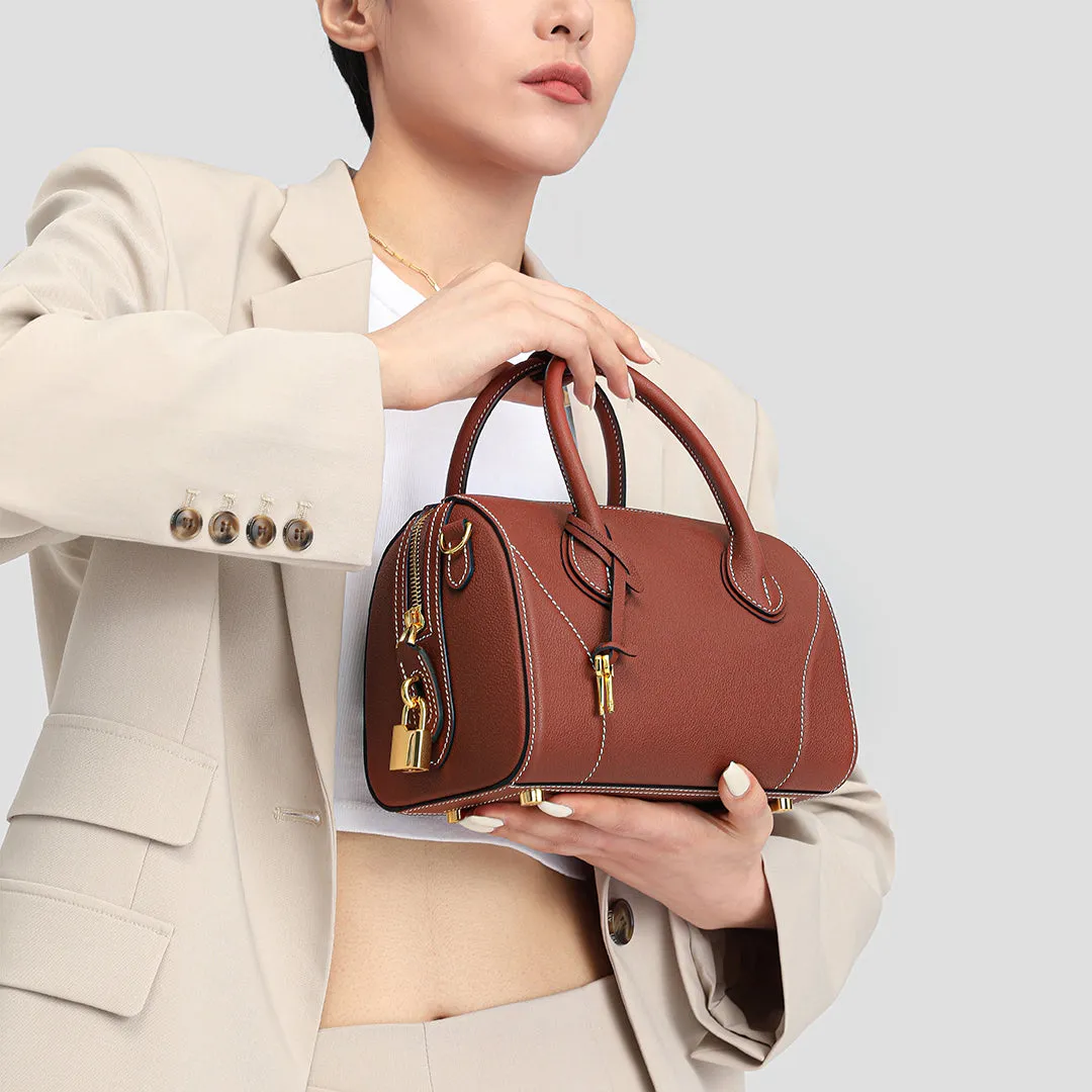 TIANQINGJI Handmade SWIFT Leather Boston Tote Bag