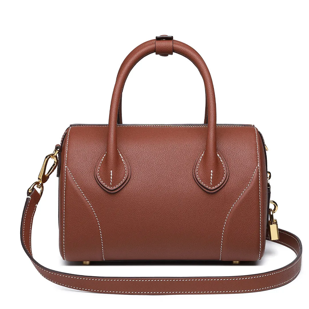 TIANQINGJI Handmade SWIFT Leather Boston Tote Bag