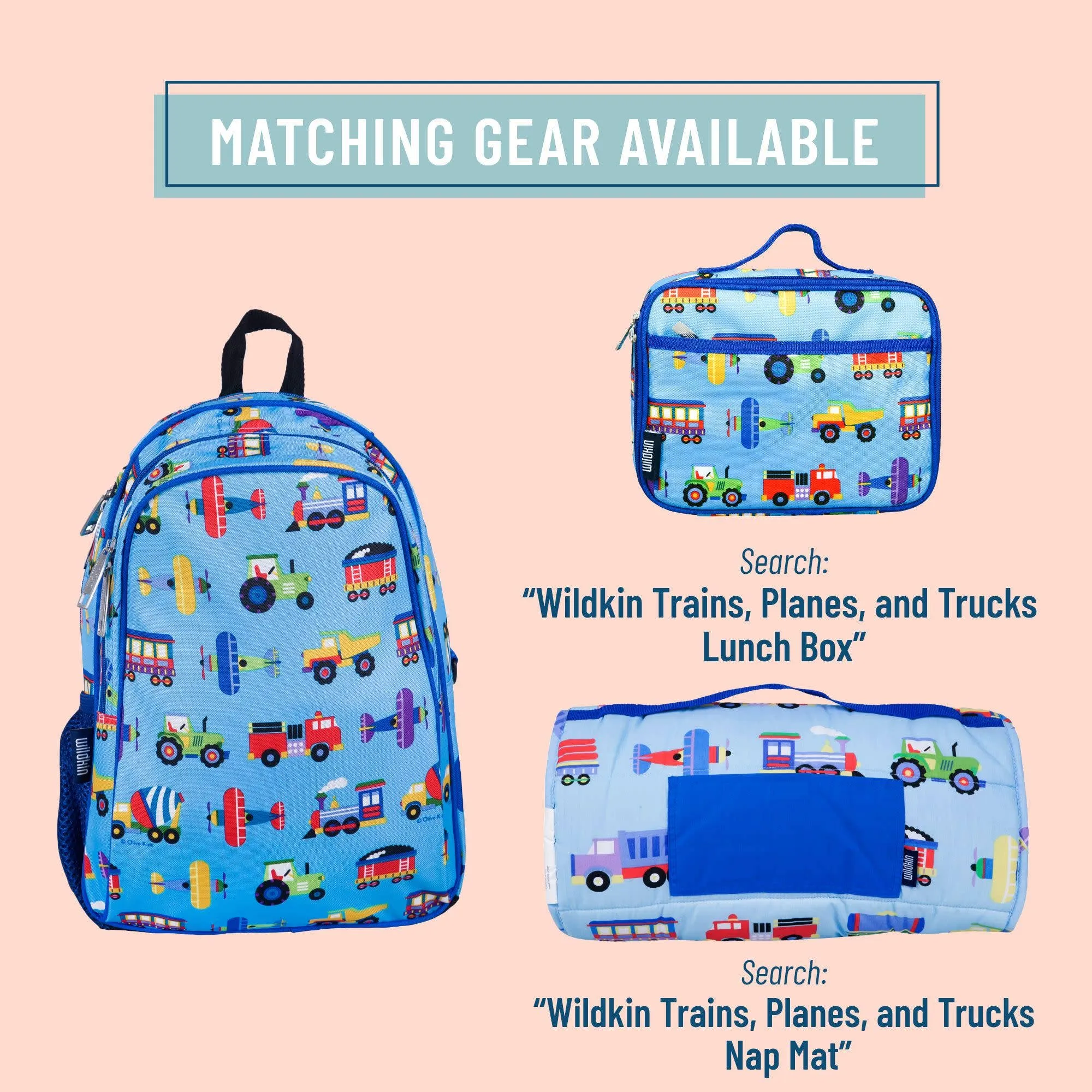 Trains Planes and Trucks Backpack - 15 Inch