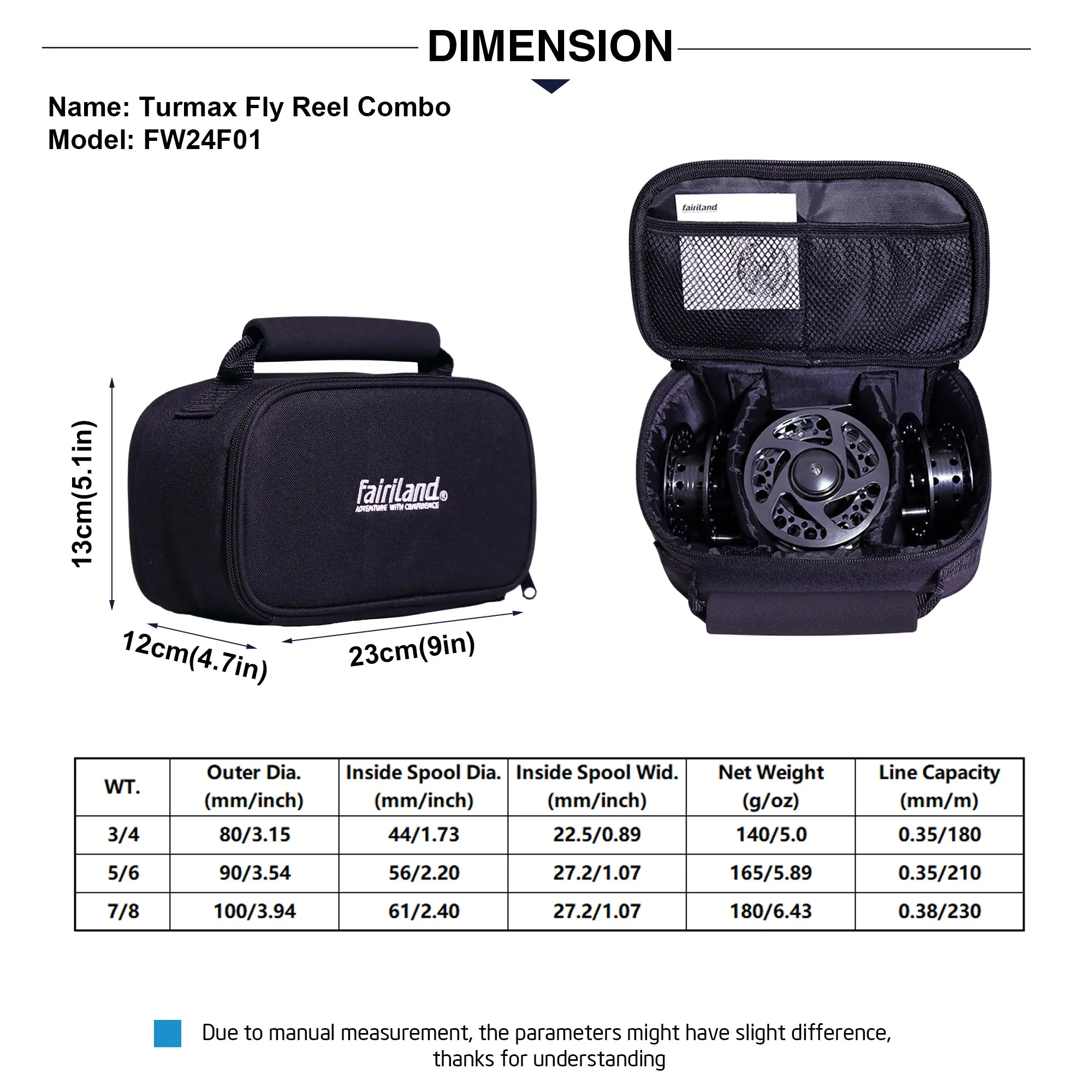 TURMAX Fly Reel Combo Large Arbor CNC-Machined Fly Fishing Reel Set from Bar Stock Aluminum, Includes 1 Reel, 2 Spare Spools, 1 Storage Bag