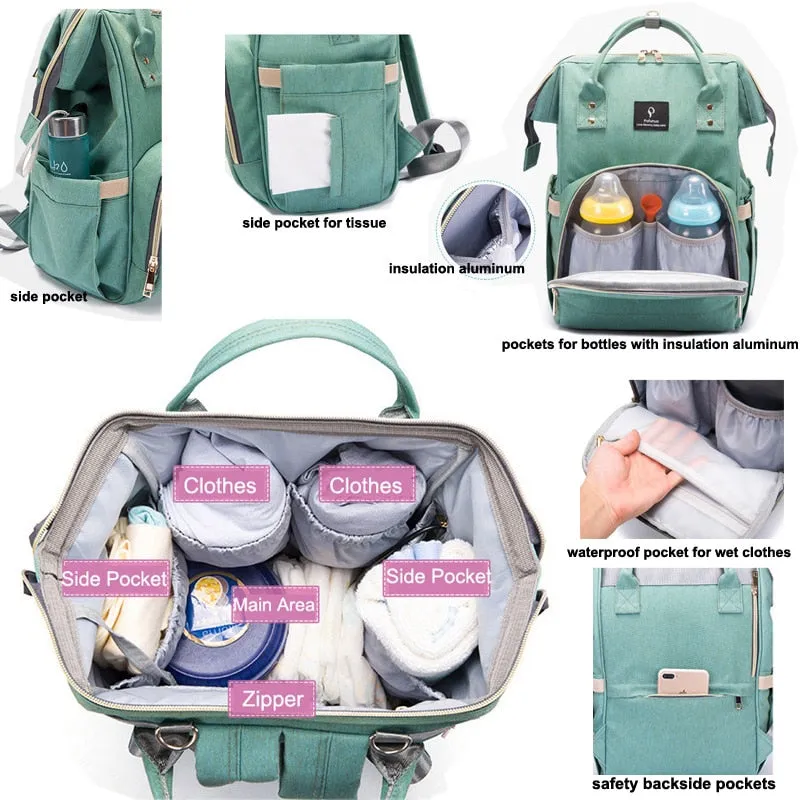 USB Diaper Bag Large Capacity Nappy Travel Backpack