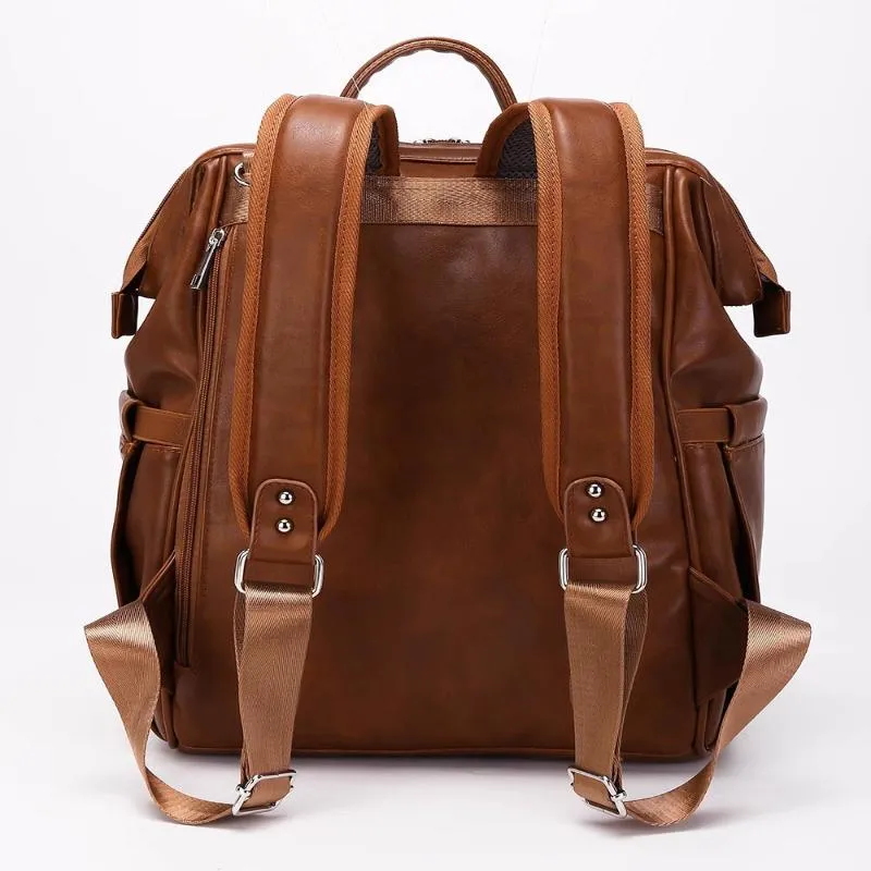 Versatile Leather Mommy Parent Diaper Bag Backpack