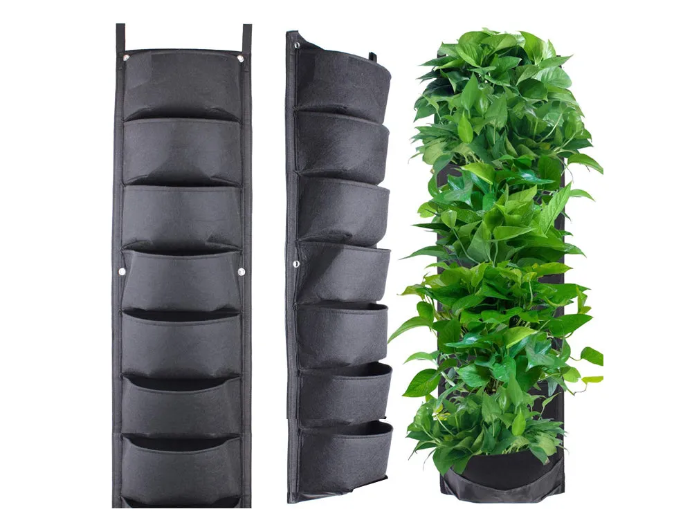 Vertical Garden Wall Hanging Planter Wall Mount Balcony Plant Grow Bag 7 Pockets