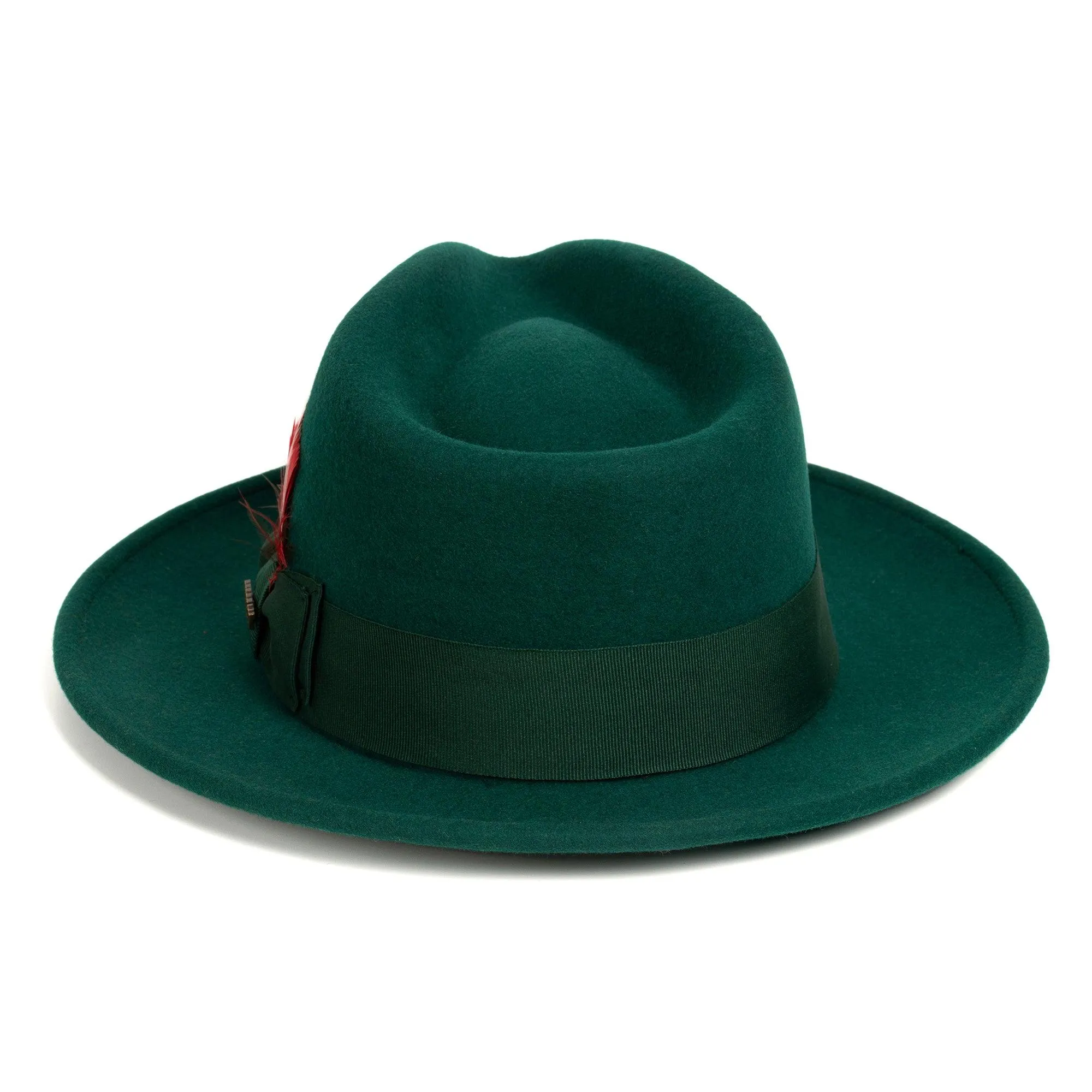 Vintage Crushable Wool Fedora Hat-Olive Green