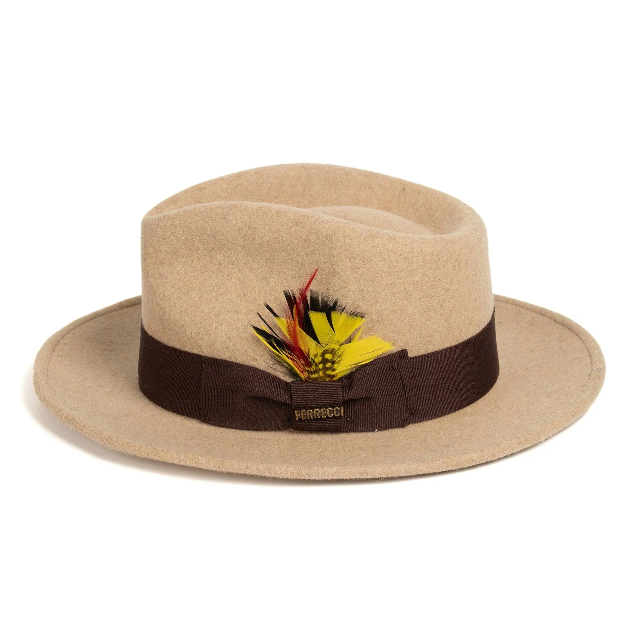 Vintage Crushable Wool Fedora Hat-Olive Green