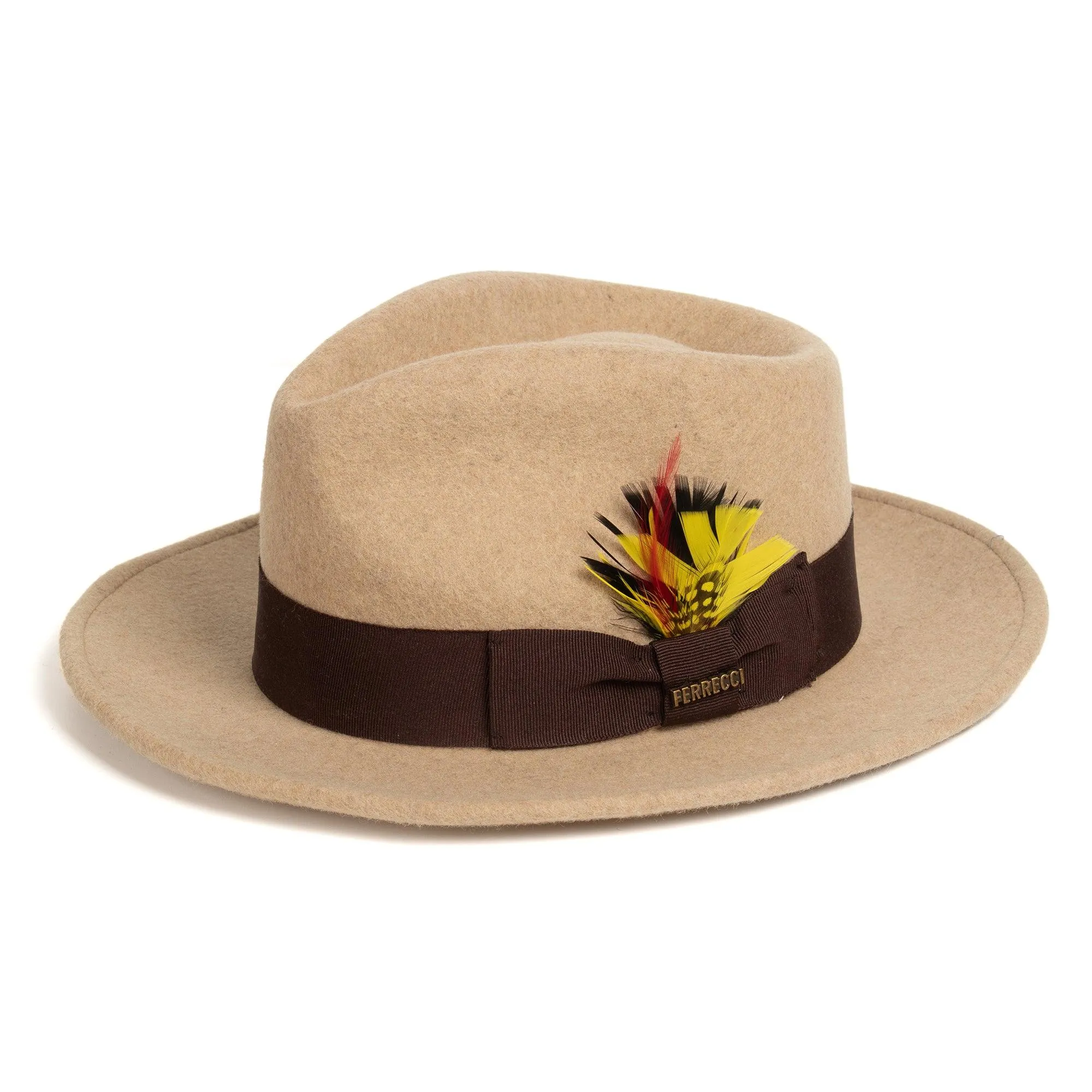 Vintage Crushable Wool Fedora Hat-Olive Green