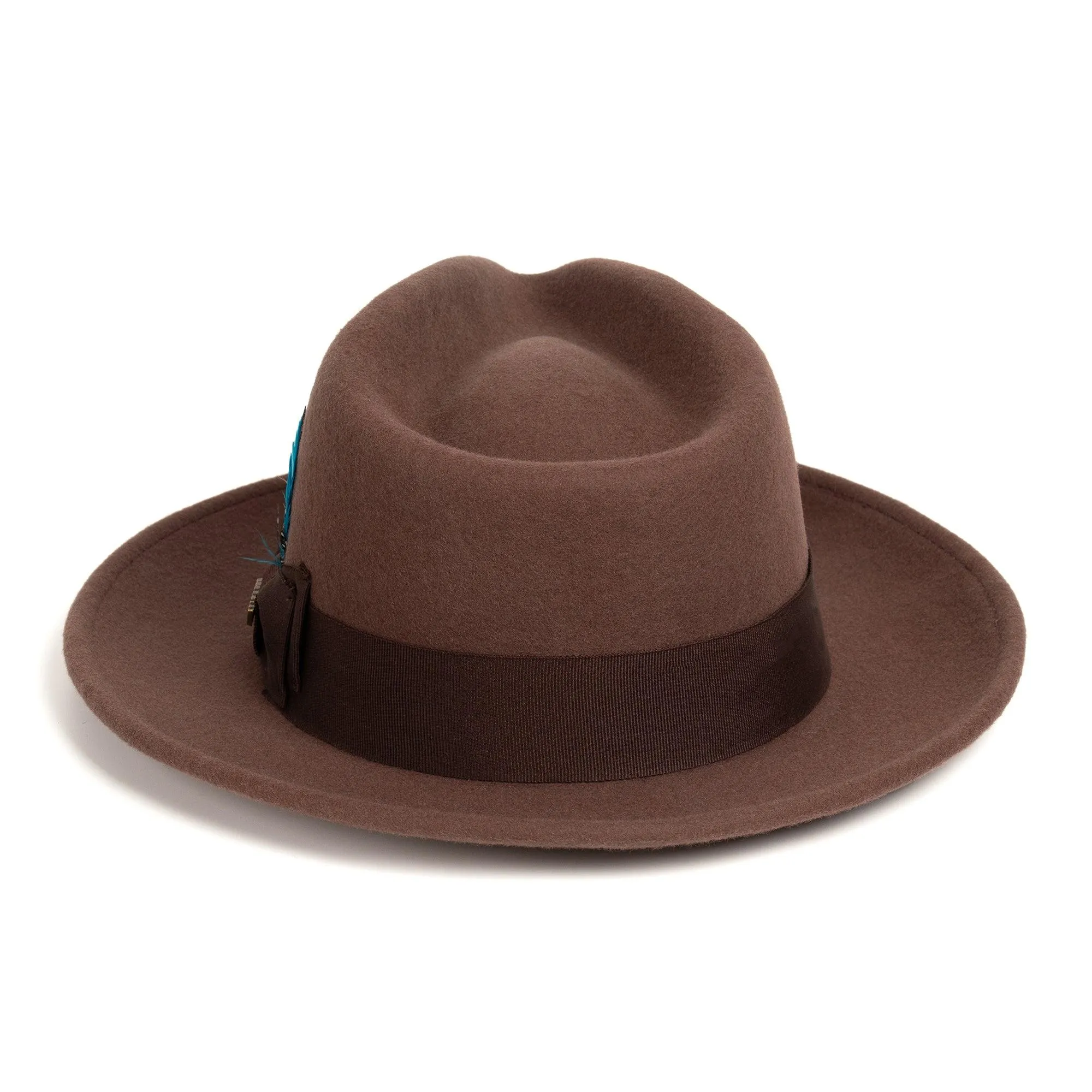 Vintage Crushable Wool Fedora Hat-Olive Green