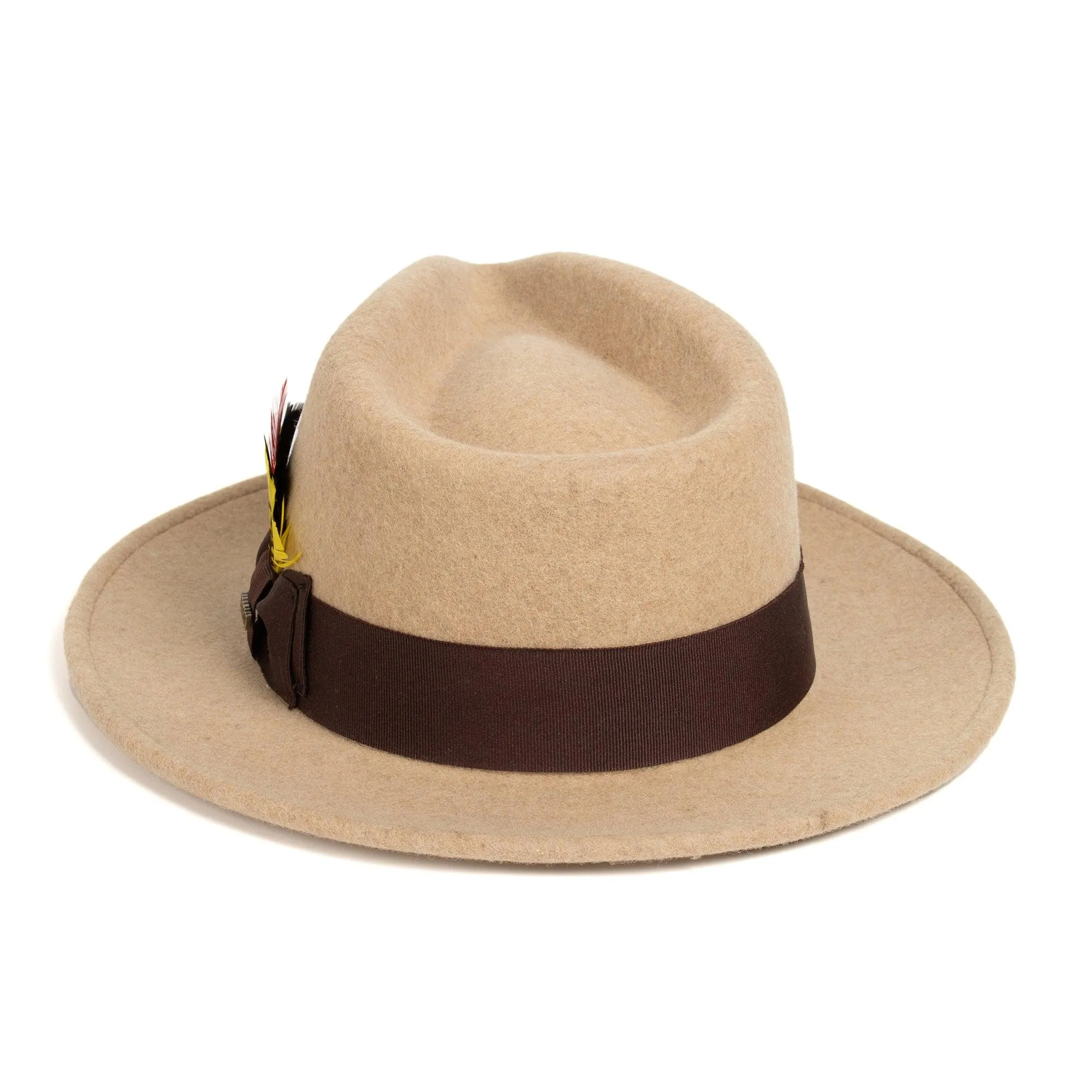 Vintage Crushable Wool Fedora Hat-Olive Green