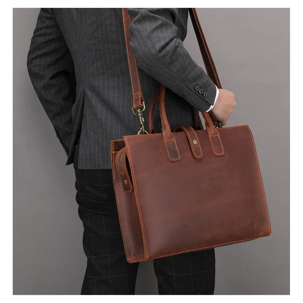 VintageLux Leather Laptop Business Briefcase