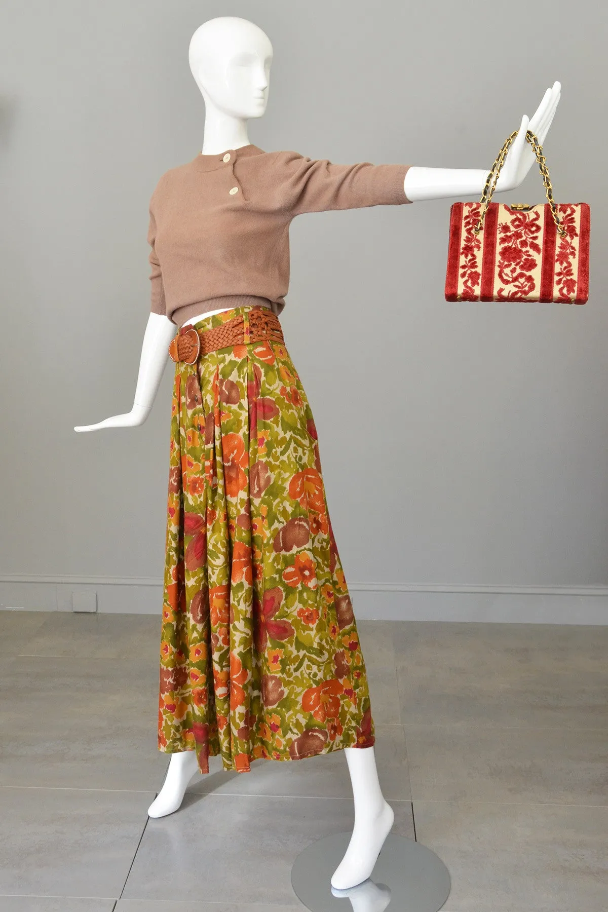 Vtg 1970s High Waisted Wide Leg Palazzo Pants