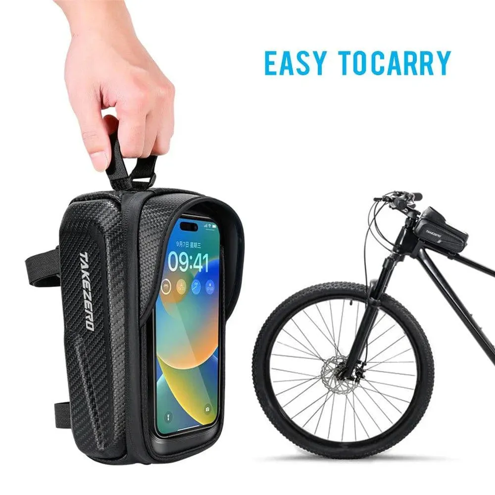 Waterproof Bicycle Phone Mount Bags Front Frame Top Tube Bag with Touchscreen Phone Holder Case Cycling Bike Tool Storage Bag