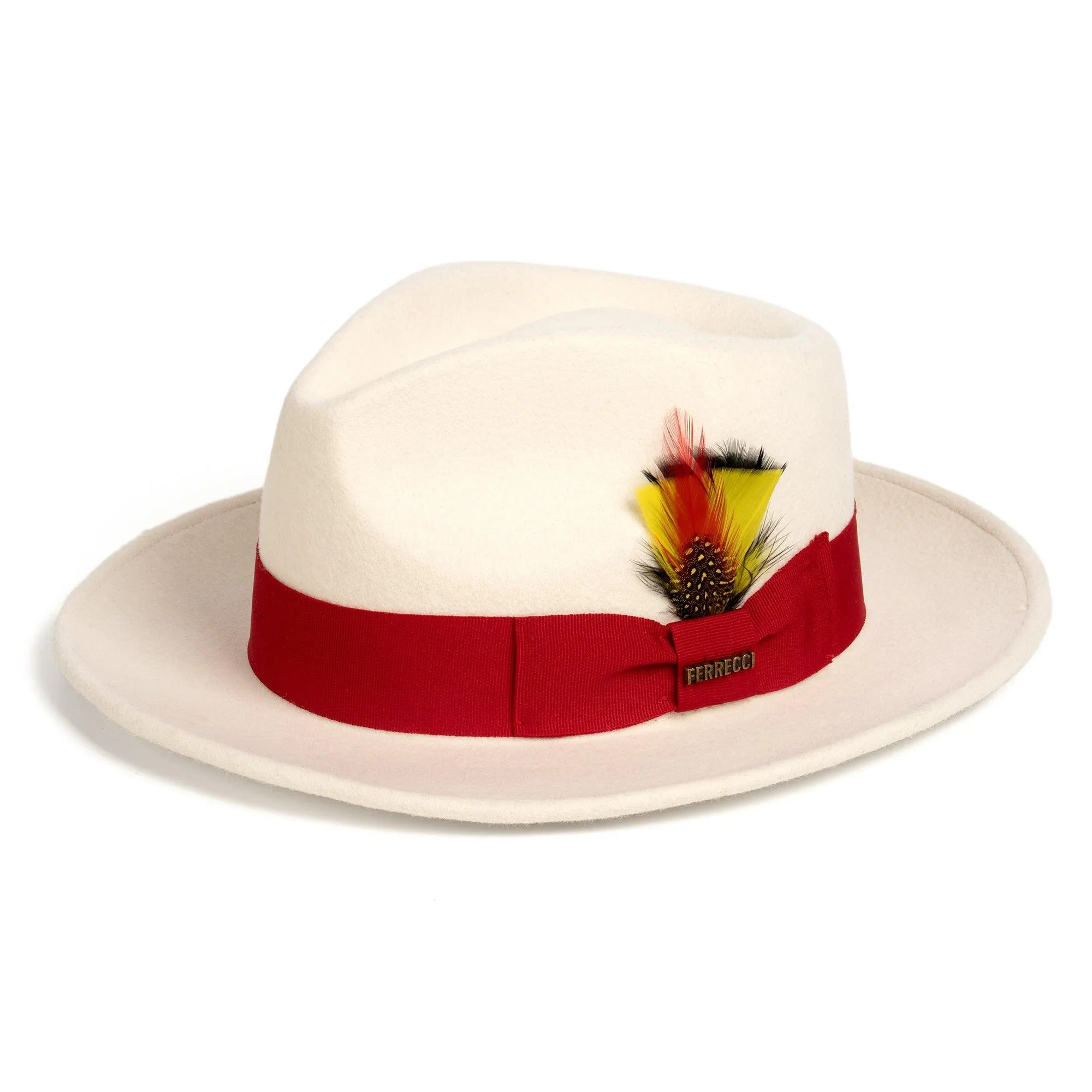 White & Red Fedora 100% Australian Wool Crushable Hat