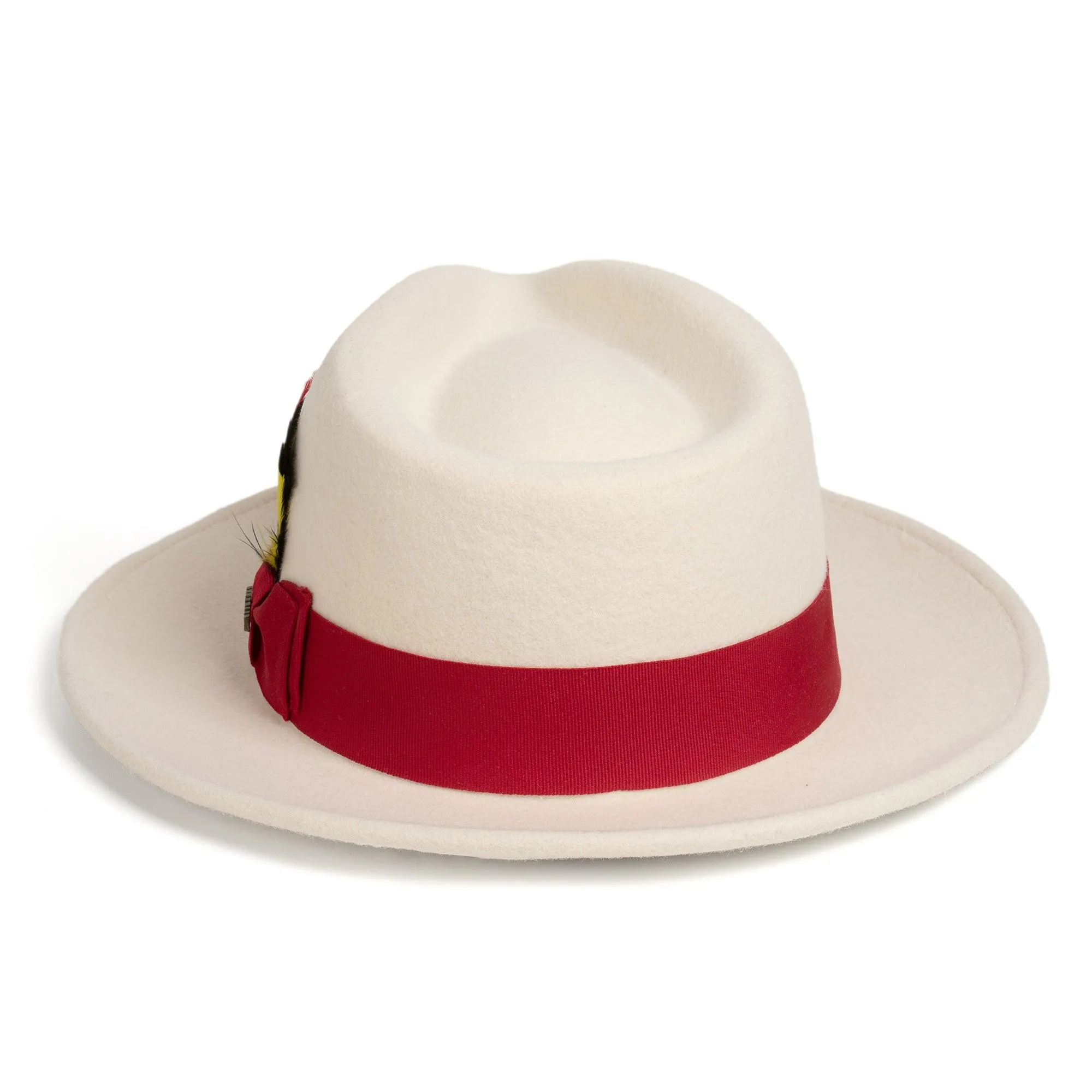 White & Red Fedora 100% Australian Wool Crushable Hat