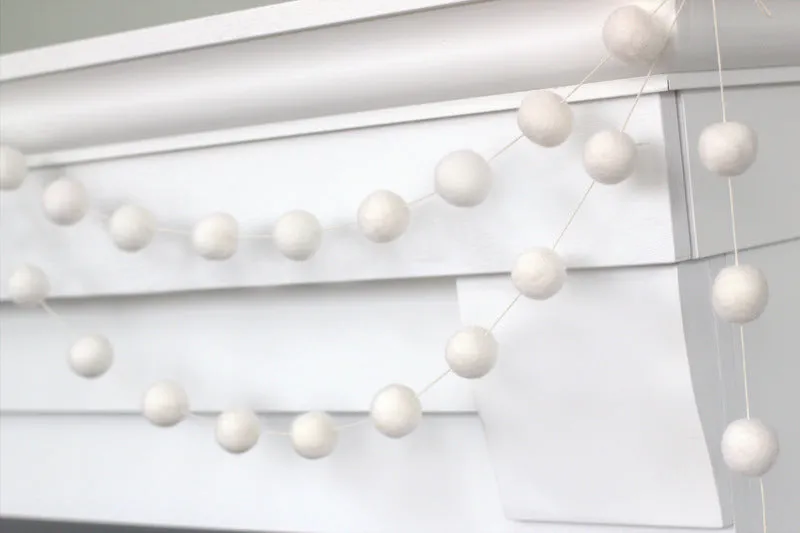 White Felt Ball Garland