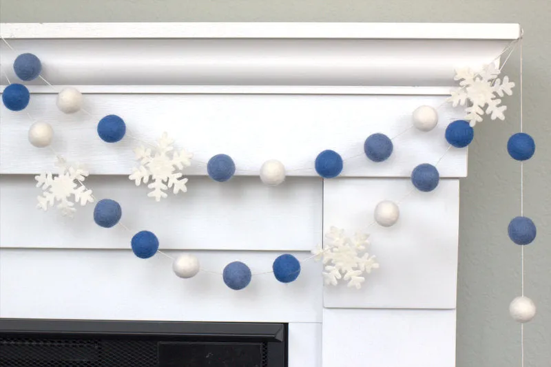 Winter Snowflake Garland- Blue, White