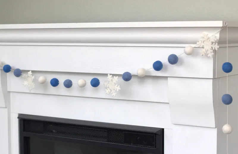 Winter Snowflake Garland- Blue, White