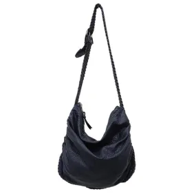 Women's Big Casual Hobo Shoulder Bag with Woven Buckle Strap