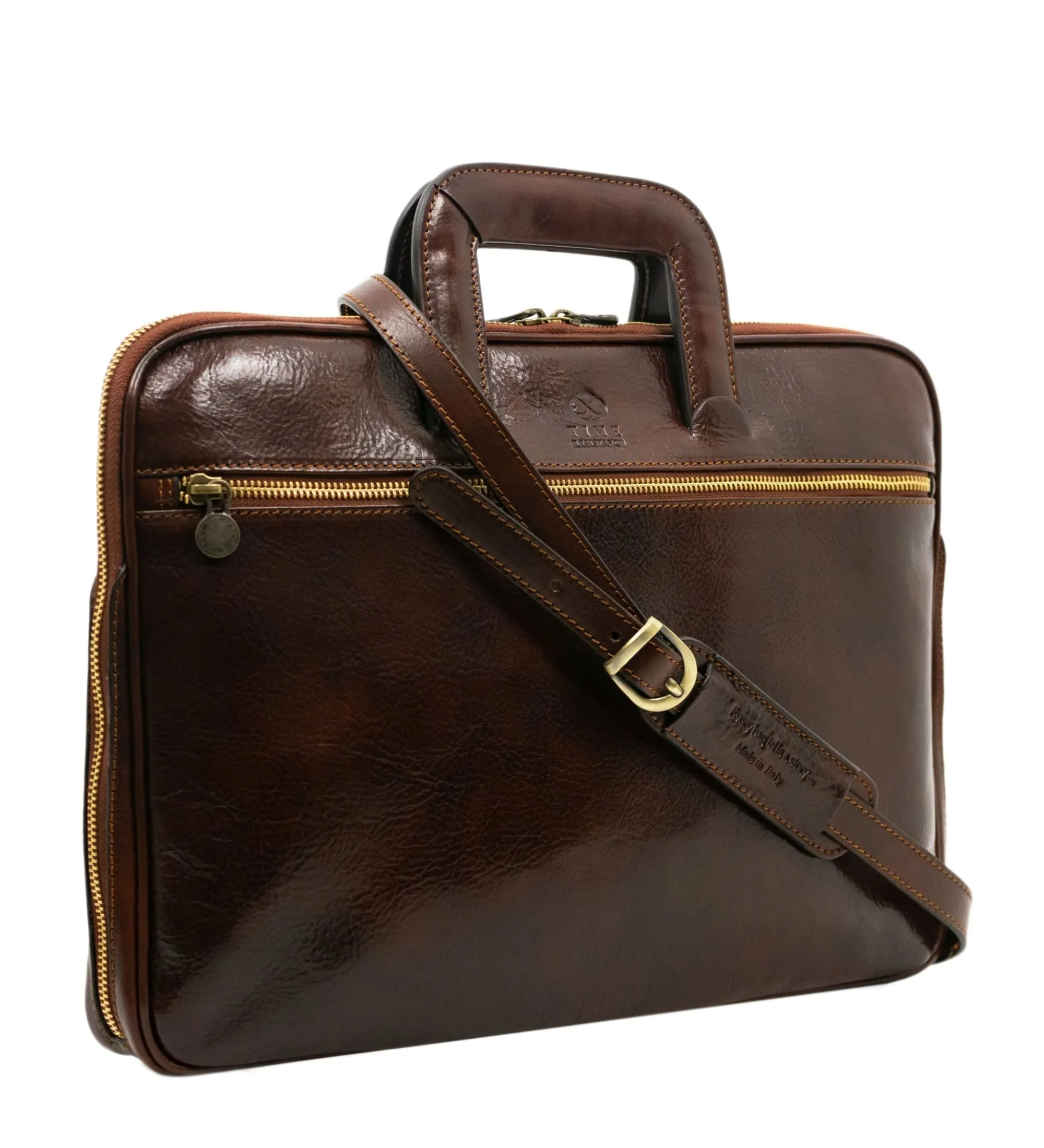 Womens Leather Briefcase Laptop Bag - Brave New World