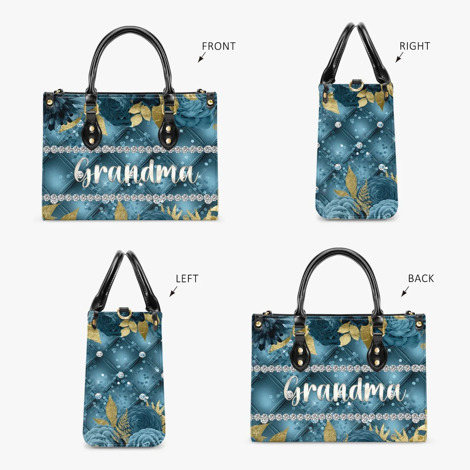 Women's Tote Bag - Teal Floral - Grandma