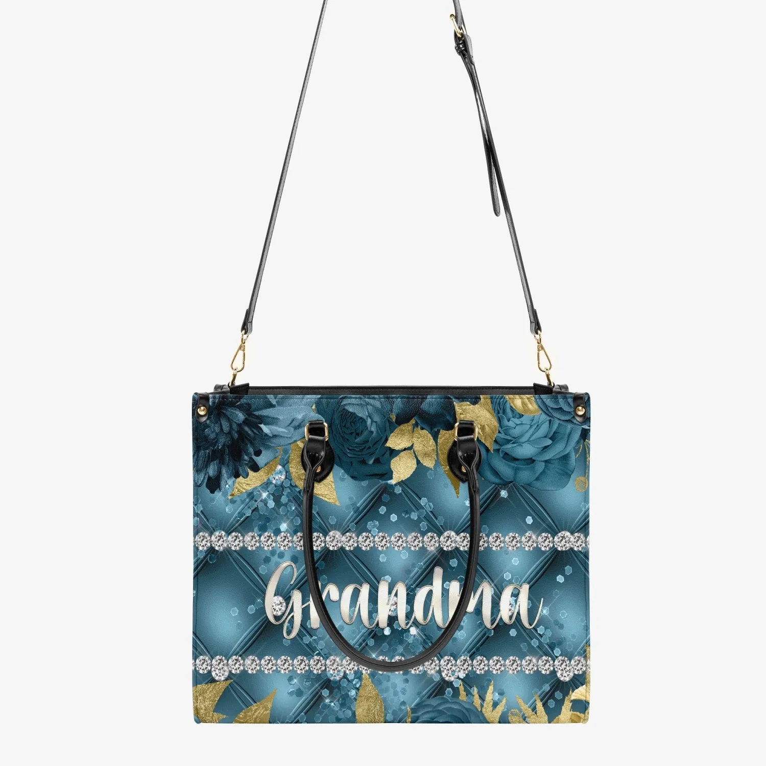 Women's Tote Bag - Teal Floral - Grandma