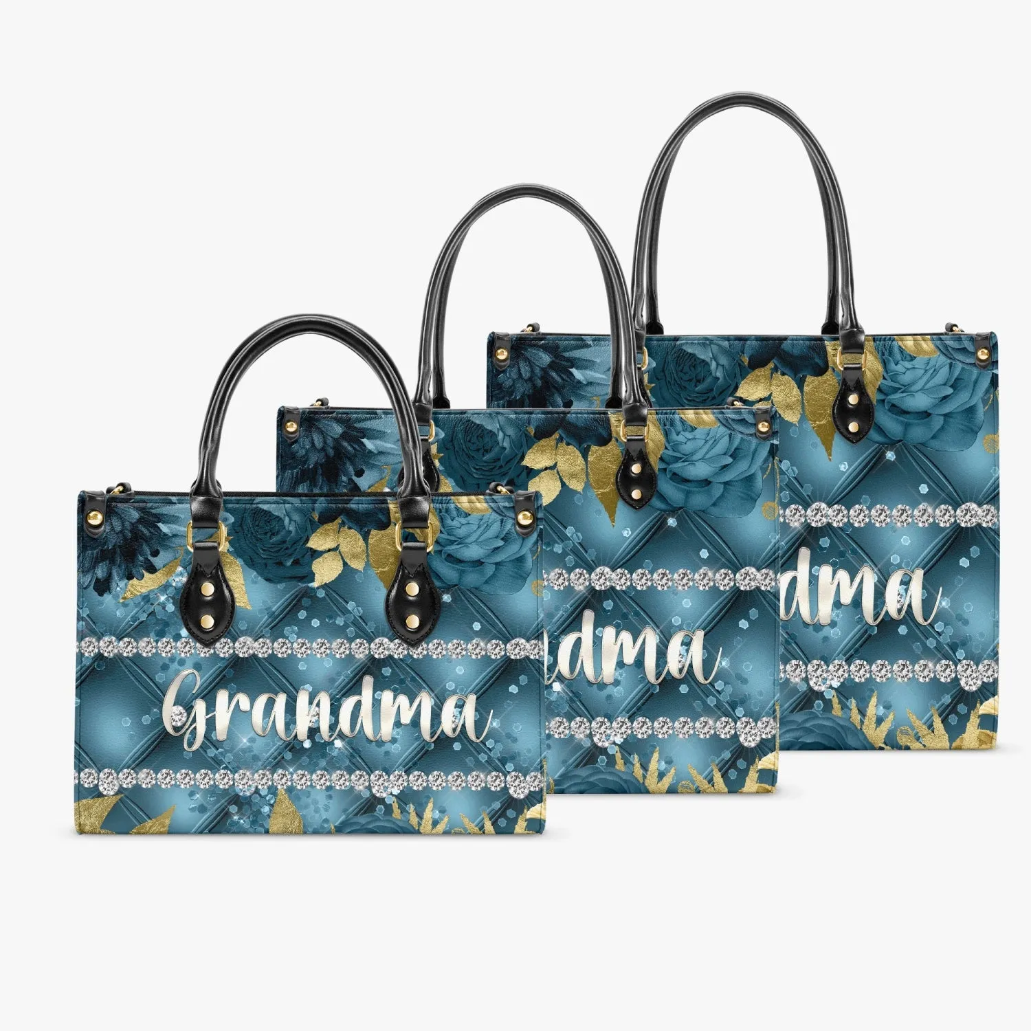 Women's Tote Bag - Teal Floral - Grandma