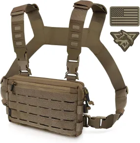 WYNEX Tactical Chest Rig Pack for Men, Running Chest Bag with Front Loop Airsoft Recon Chest Rigs for Hunting Outdoor EDC Combat Patch Included