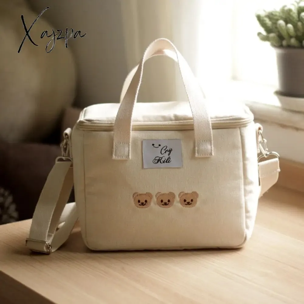 Xajzpa - Multifunctional Mother Baby Bag Diaper Bags Waterproof Bear Embroidery Thermal Insulation Mommy Bag Fashion Food Storage Bags