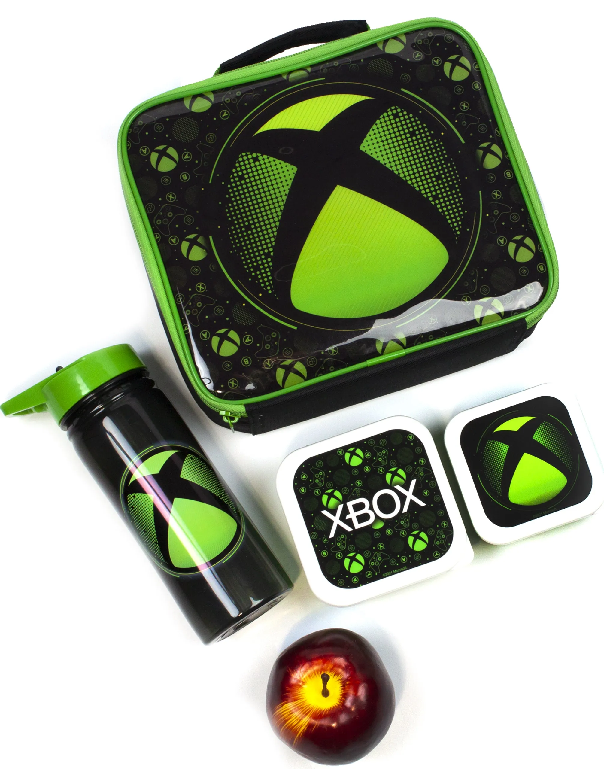 Xbox Boys Black Lunch Bag Bottle and 2 Snack Pot