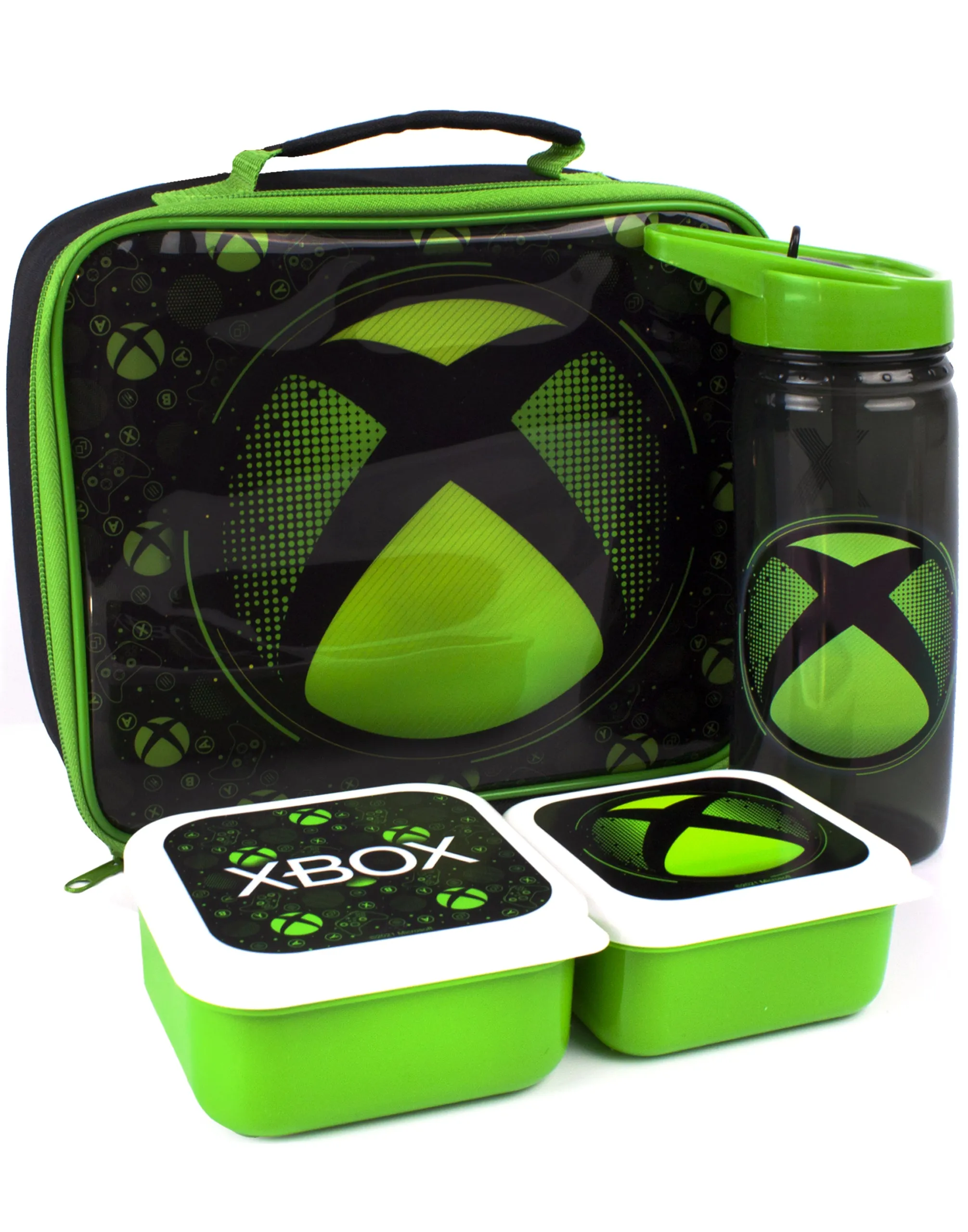 Xbox Boys Black Lunch Bag Bottle and 2 Snack Pot