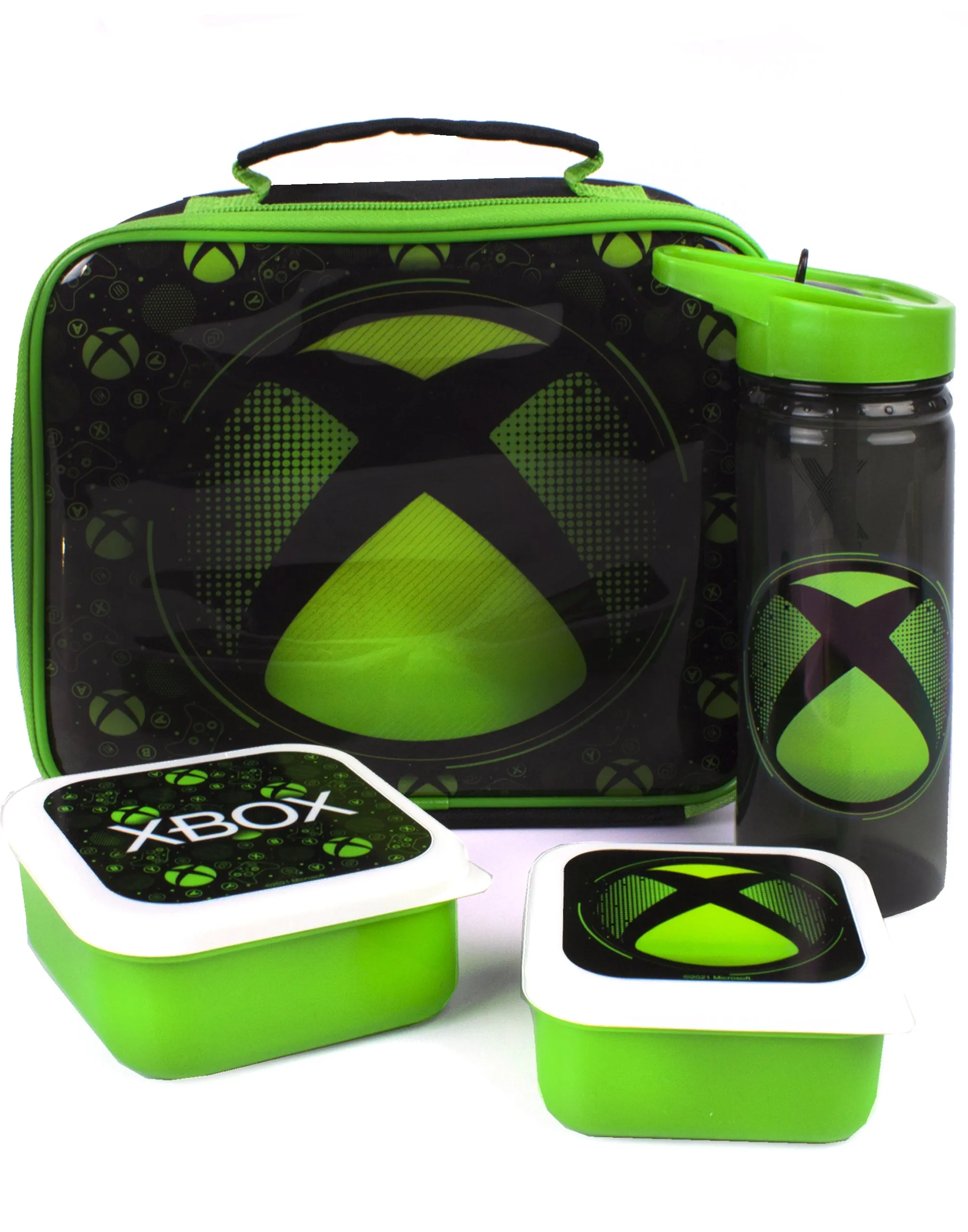 Xbox Boys Black Lunch Bag Bottle and 2 Snack Pot