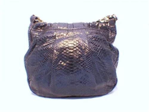 Zagliani Handmade Navy Blue Snakeskin Shoulder Bag